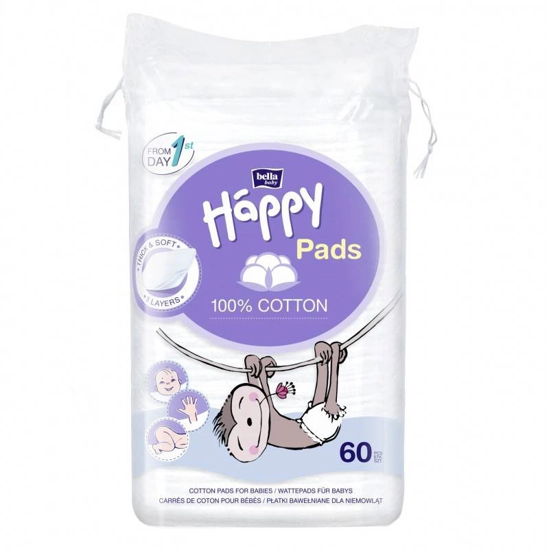 Płatki kosmetyczne dla dzieci Happy Cotton Pads 60szt