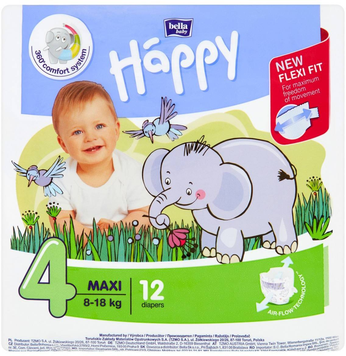 Pieluszki dla dzieci Happy Maxi 12 SZT