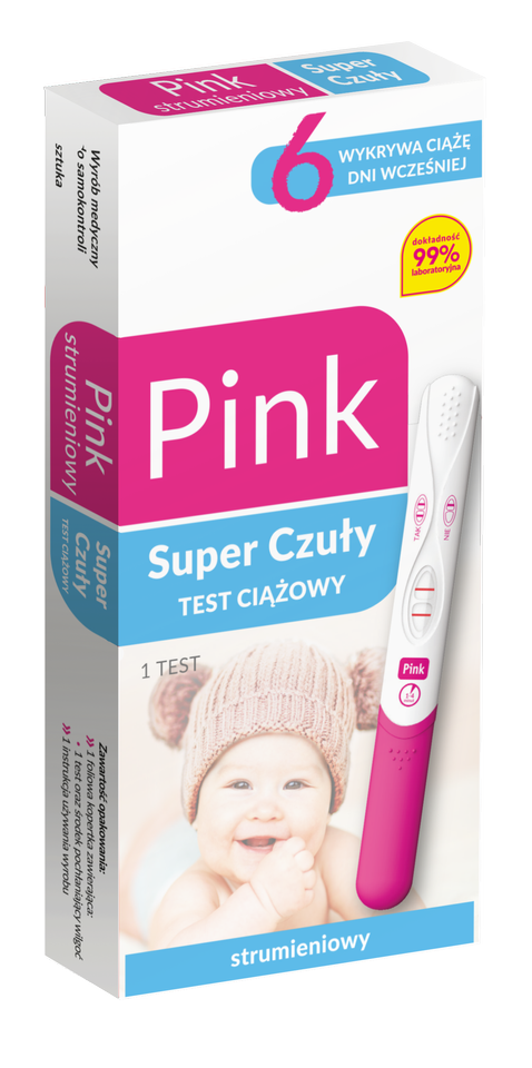 Test ciążowy strumieniowy pink super czuły 1 SZT.